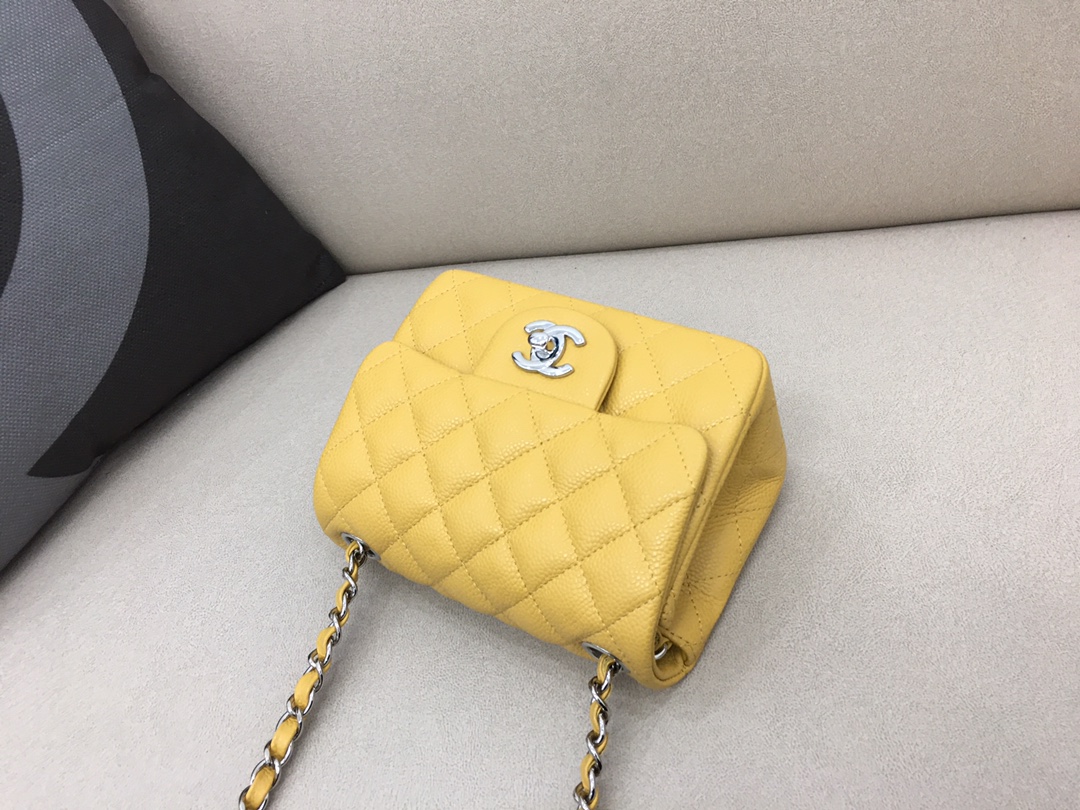 Mini Classic Flap Caviar Bag A01115 Yellow/Silver